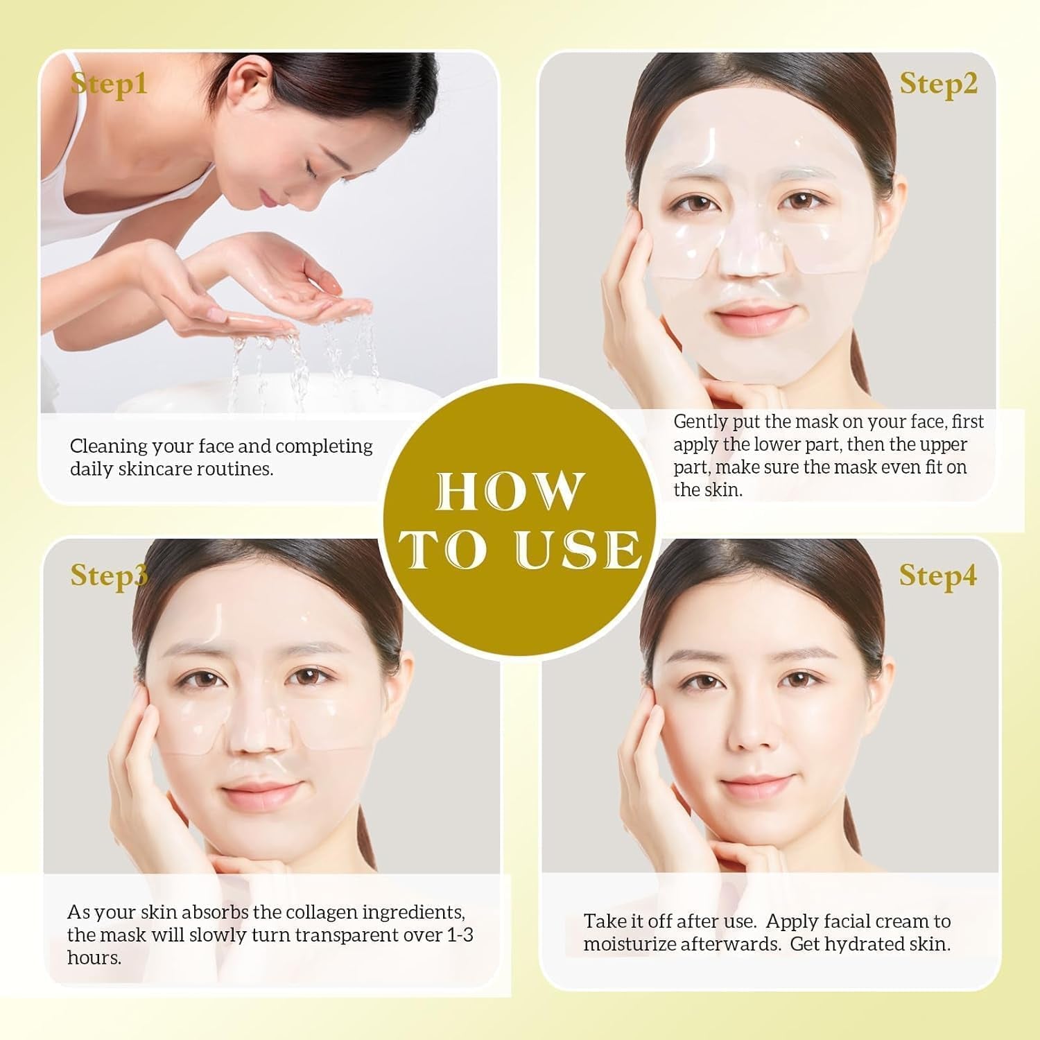 Bio-Collagen Real Deep Mask 34Gx17Ea, Deep Collagen Anti-Wrinkle Lifting Overnight Mask, Hydrating Hydrogel Mask with Low Molecular Weight Collagen - Pore Minimizing, Elasticity, Firming, Moisturizing