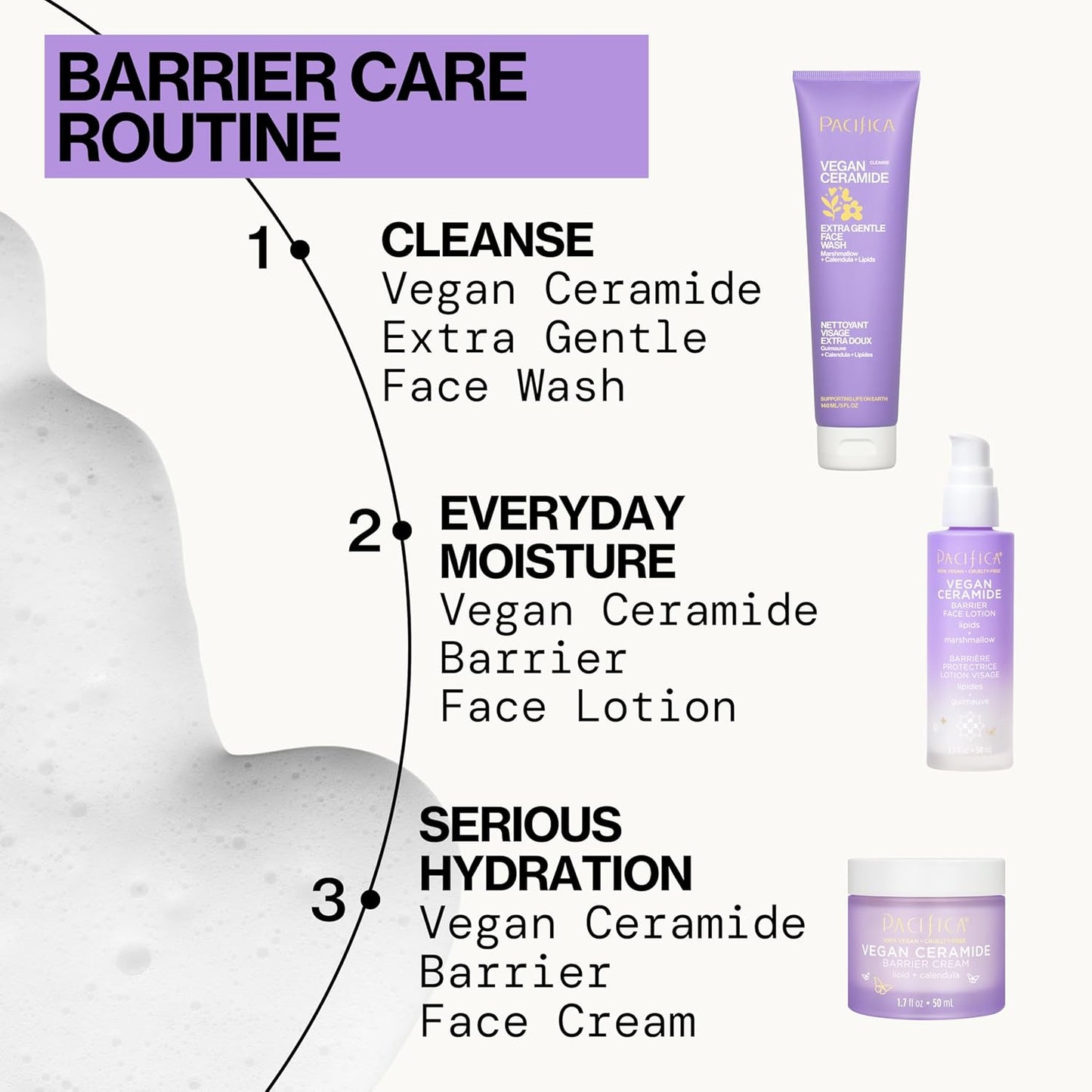 Face Wash Cleanser Vegan Ceramide Barrier Repair Extra Gentle for Daily Use Daily for Sensitive Skin, Fragrance Free, Calendula, Vegan & Cruelty-Free Dermatologist Tested