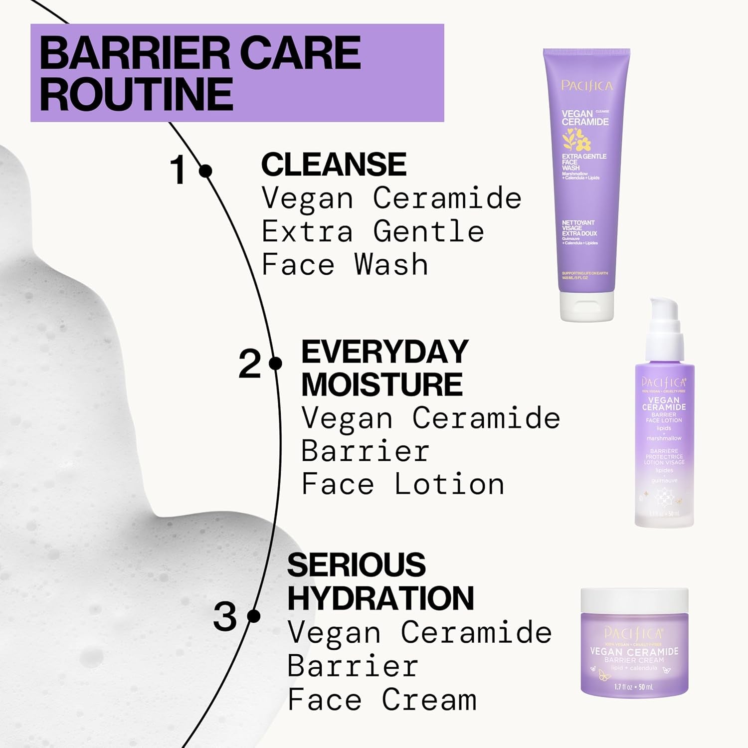 Face Wash Cleanser Vegan Ceramide Barrier Repair Extra Gentle for Daily Use Daily for Sensitive Skin, Fragrance Free, Calendula, Vegan & Cruelty-Free Dermatologist Tested