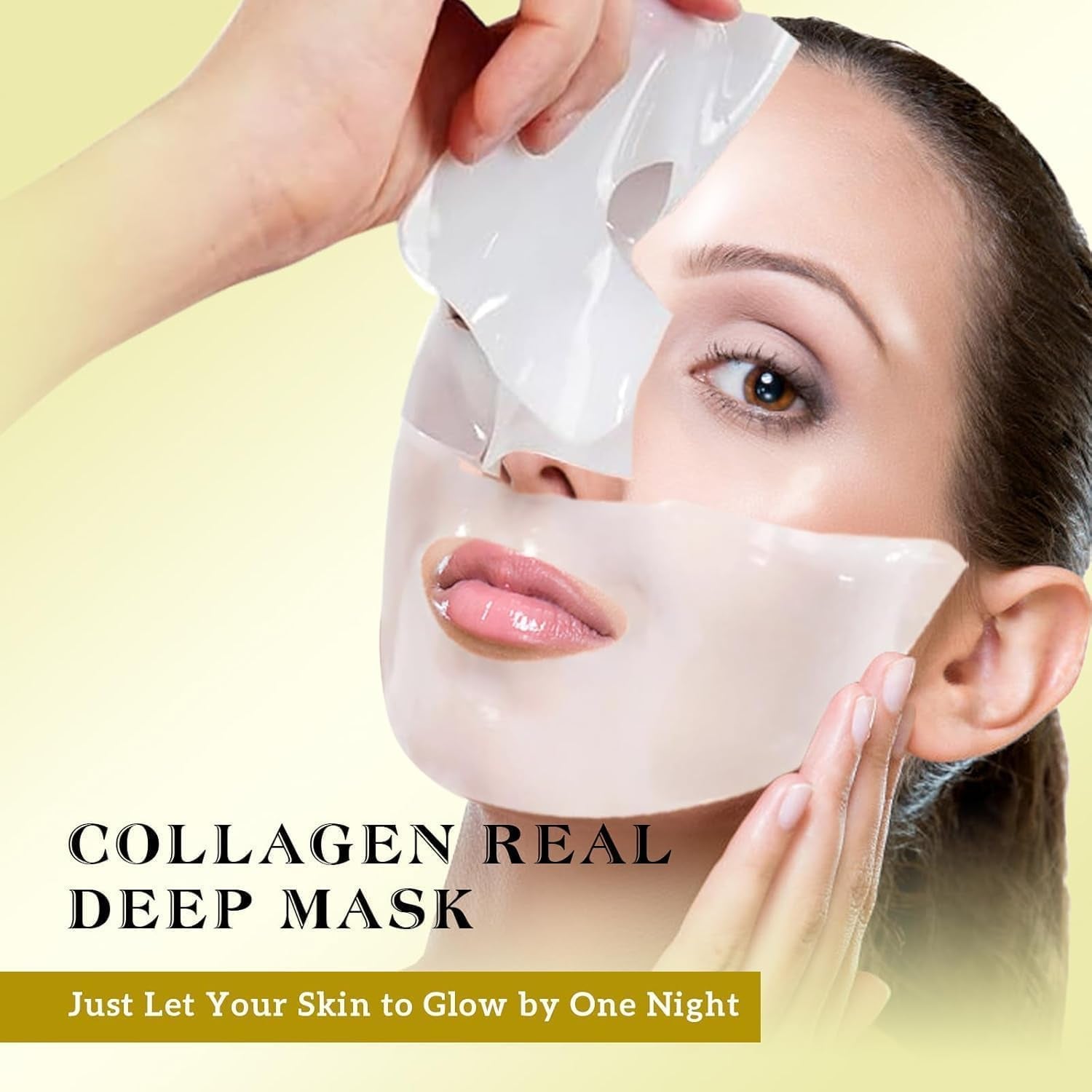Bio-Collagen Real Deep Mask 34Gx17Ea, Deep Collagen Anti-Wrinkle Lifting Overnight Mask, Hydrating Hydrogel Mask with Low Molecular Weight Collagen - Pore Minimizing, Elasticity, Firming, Moisturizing
